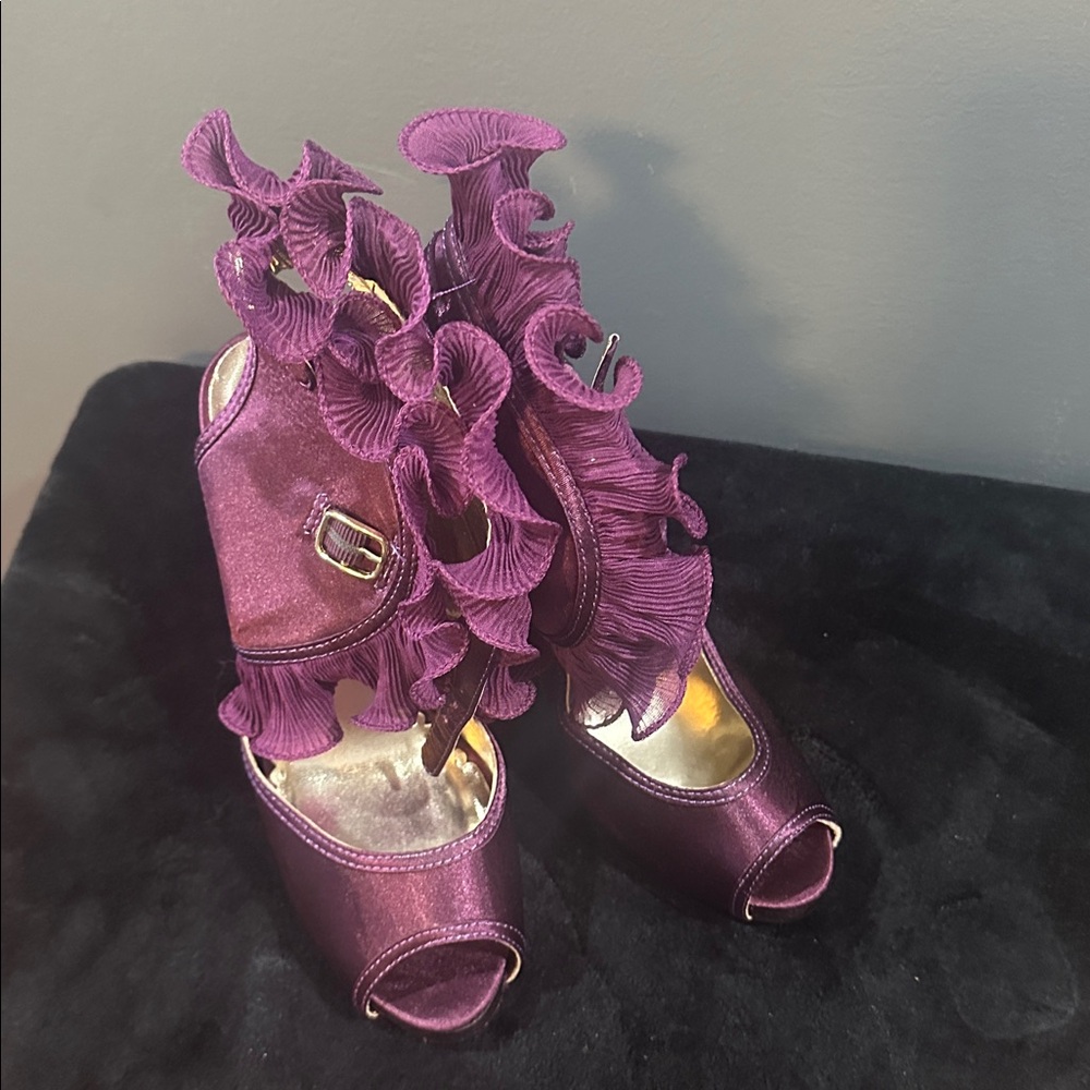 Wild Rose Purple Heels with Ruffle Detail